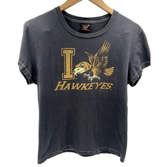 Vintage Hawkeyes College Vault T-Shirt Women's Single Stitch XL Black and Gold - Picture 2 of 6